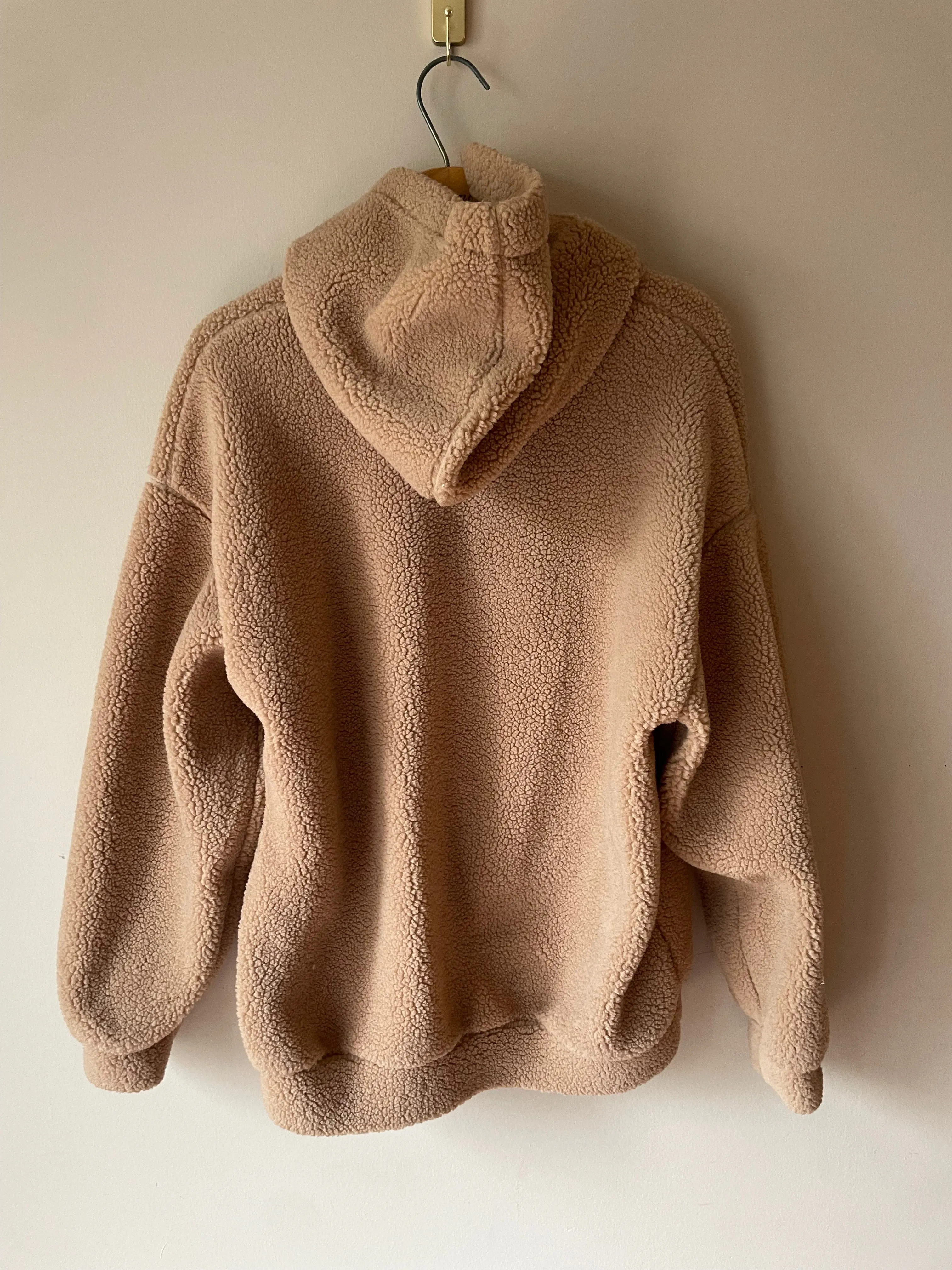 HP Mode Camel Teddy Wool Blend Hoodie Sweater - Large