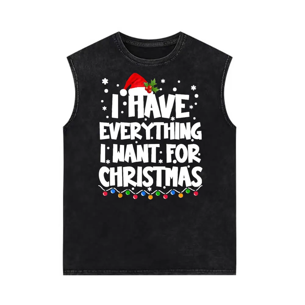 I Have Everything Vintage Washed Christmas Couple Vest Top