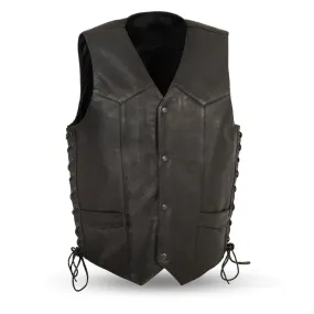 Iconic - Men's Motorcycle Black Cowhide Leather Vest