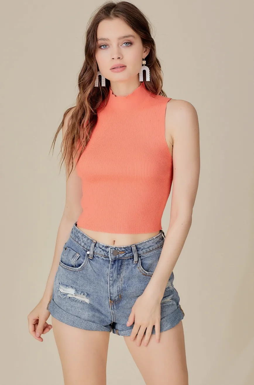 Kelsie Mock Neck Crop Top