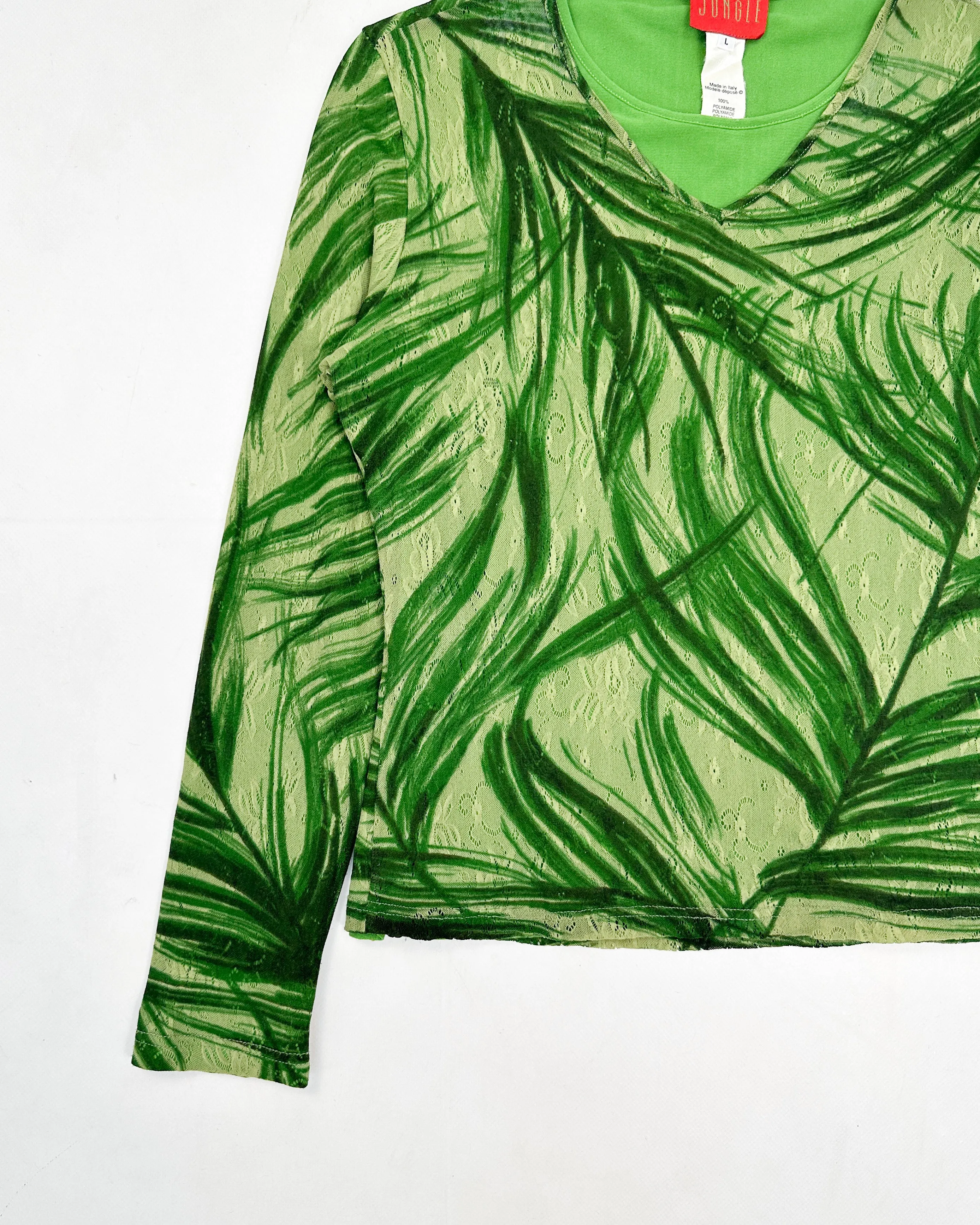 Kenzo 2-Layer Jungle Print Mesh Top 2000's