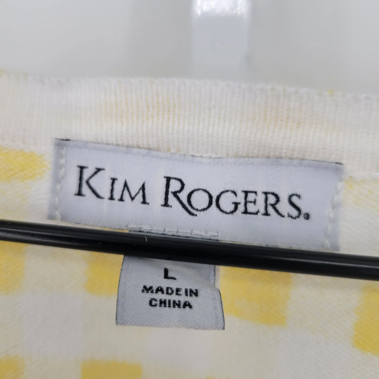 Kim Rogers Womens Sz L Lightweight Bright Yellow Buffalo Plaid Cardigan Sweater