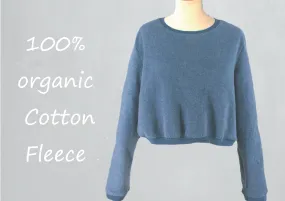 korte basic sweater van katoenen fleece / basic short organic cotton fleece sweater