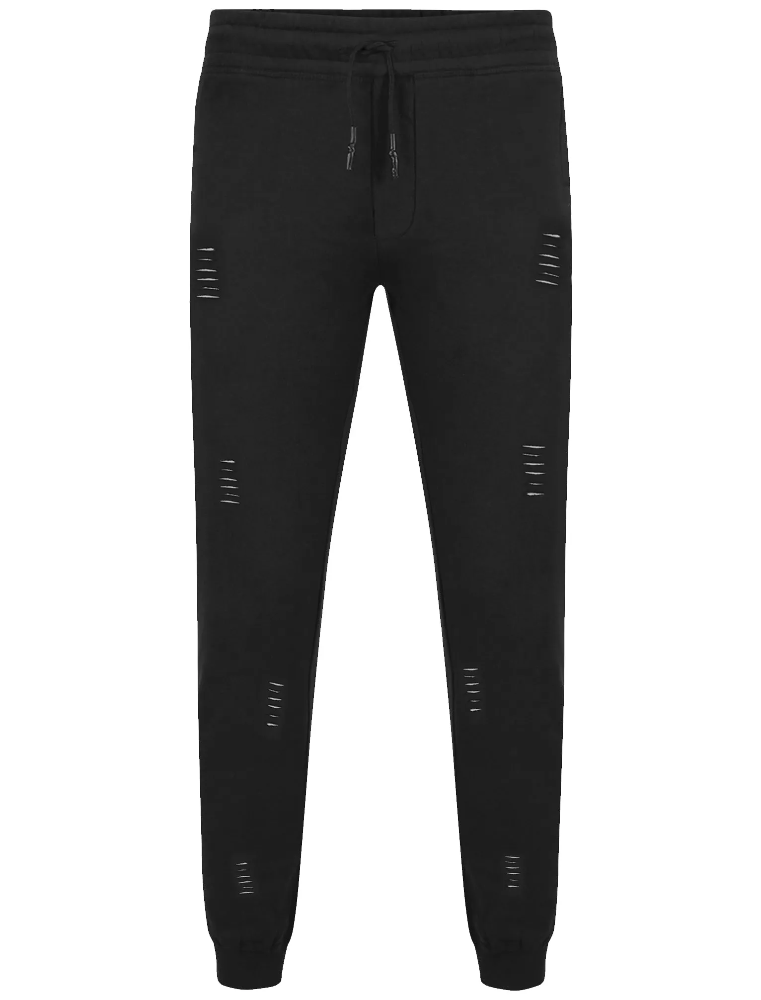 Krueger Destroyed Ripped Leg Cuffed Joggers in Black