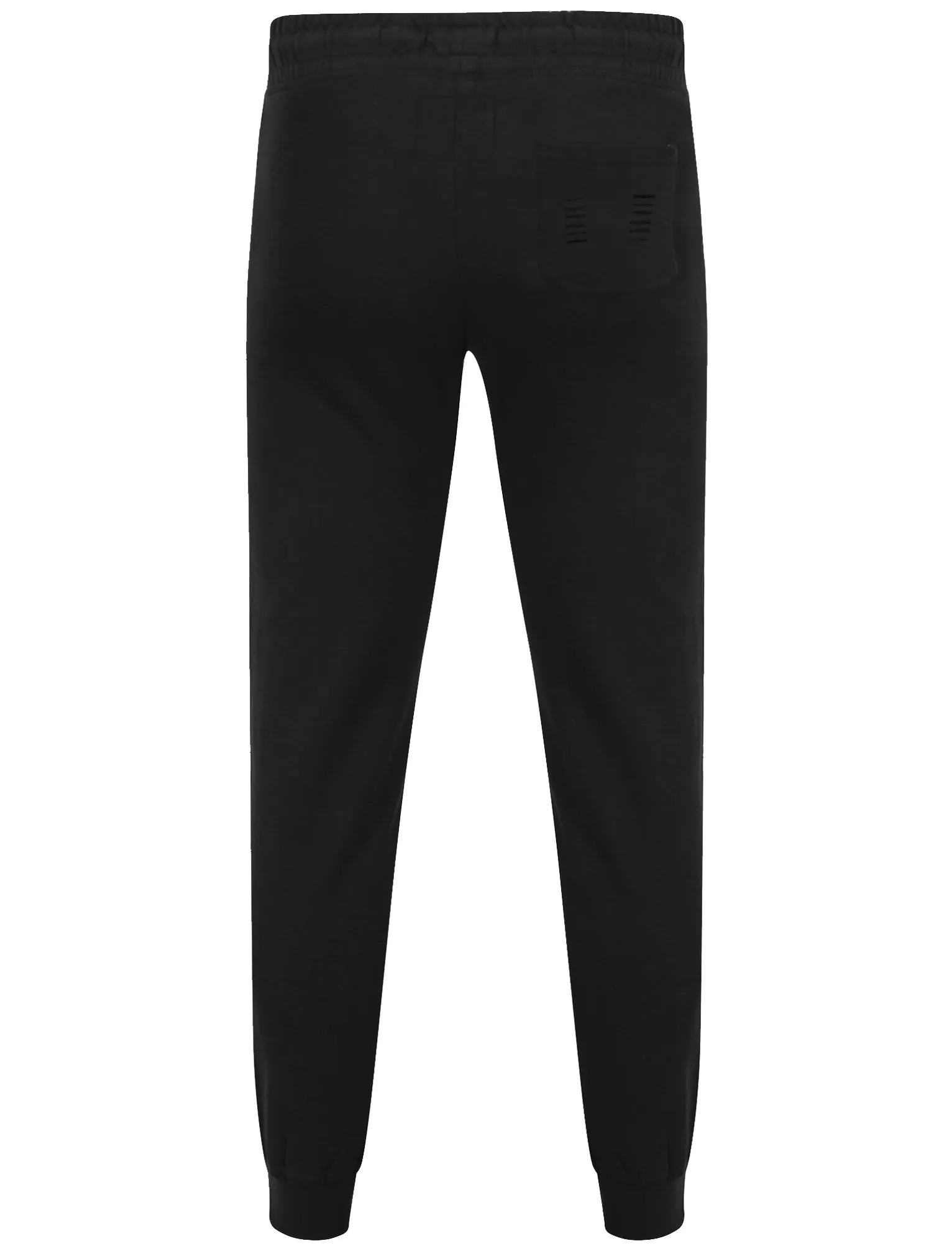 Krueger Destroyed Ripped Leg Cuffed Joggers in Black