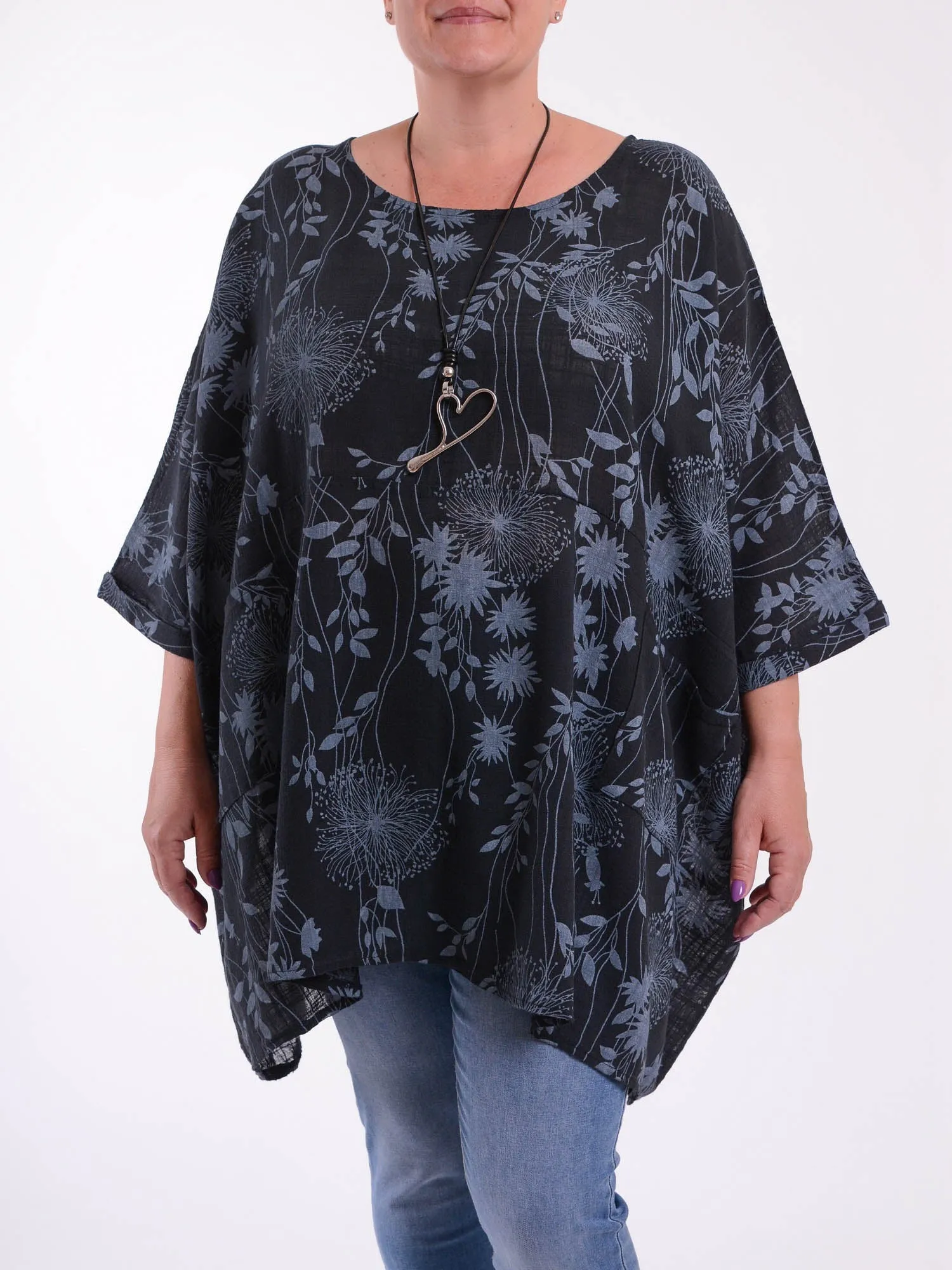 Lagenlook Oversized Cotton Tunic - 10077 FLORAL