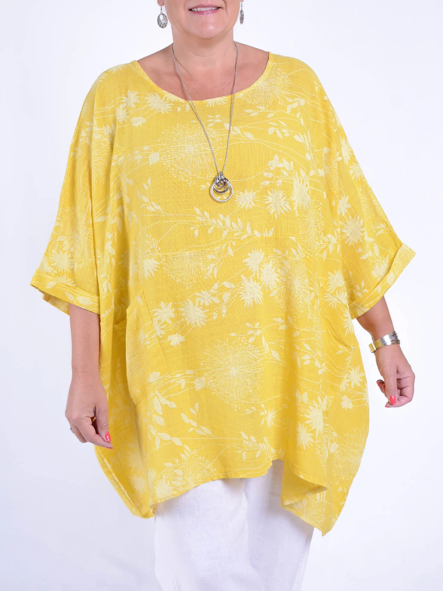 Lagenlook Oversized Cotton Tunic - 10077 FLORAL