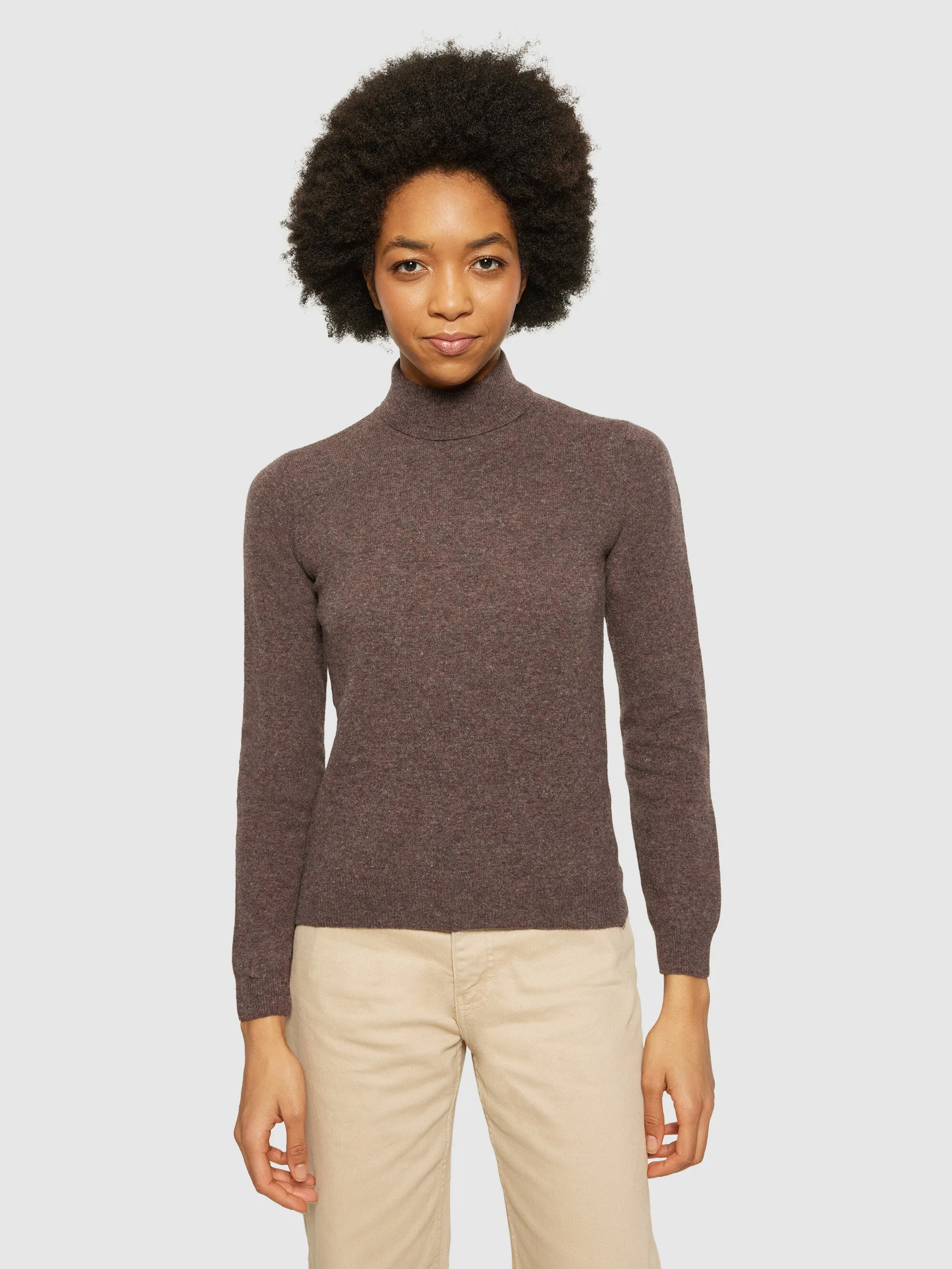 Lambswool roll neck - Demitasse (brown)