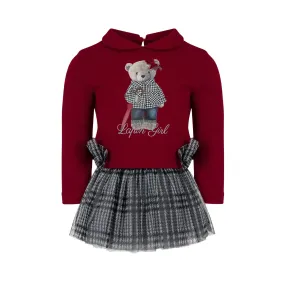 LAPIN HOUSE - Check Tulle Teddy Skirt Set - Red