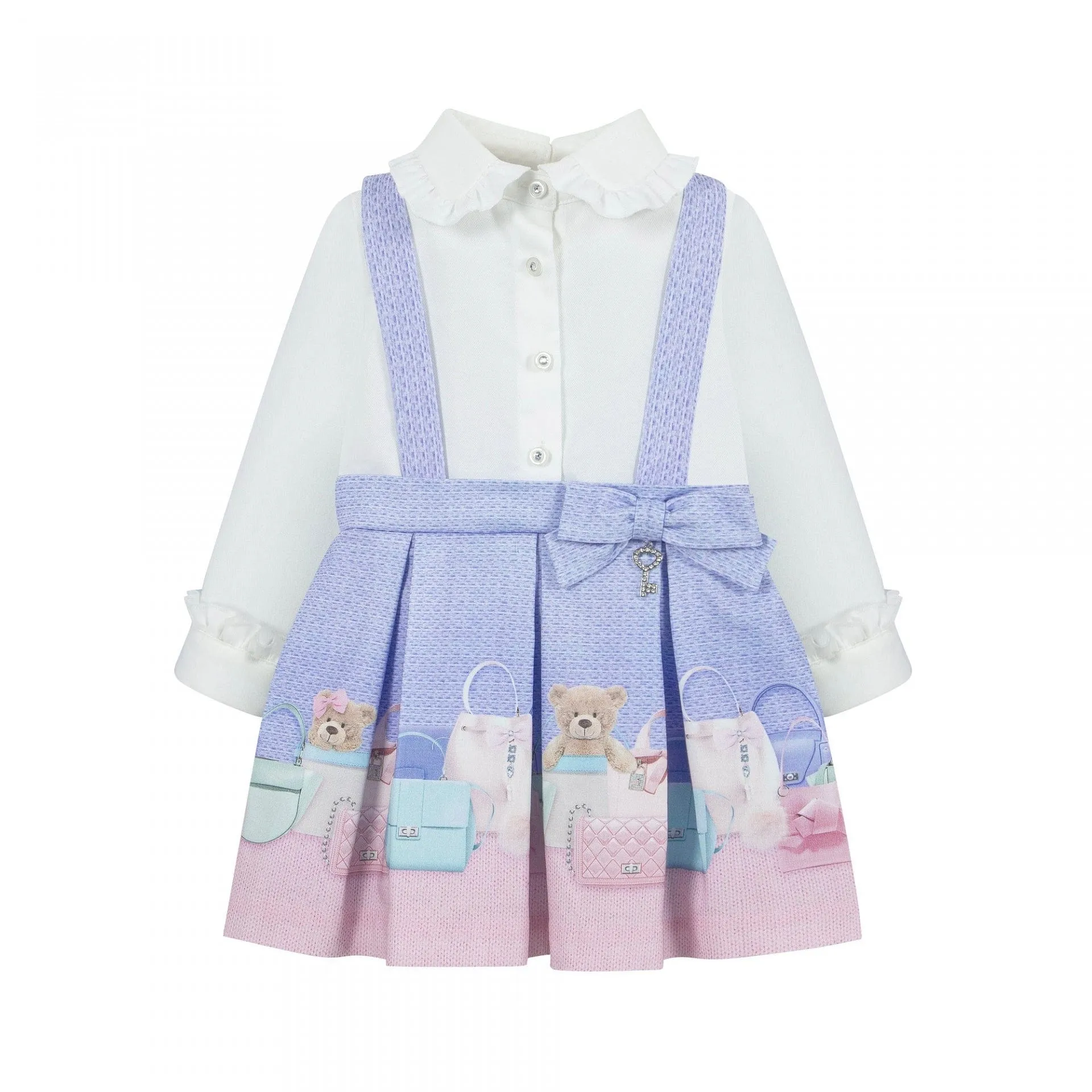 LAPIN HOUSE - Teddy Bear Handbag Pinafore Dress - Multi