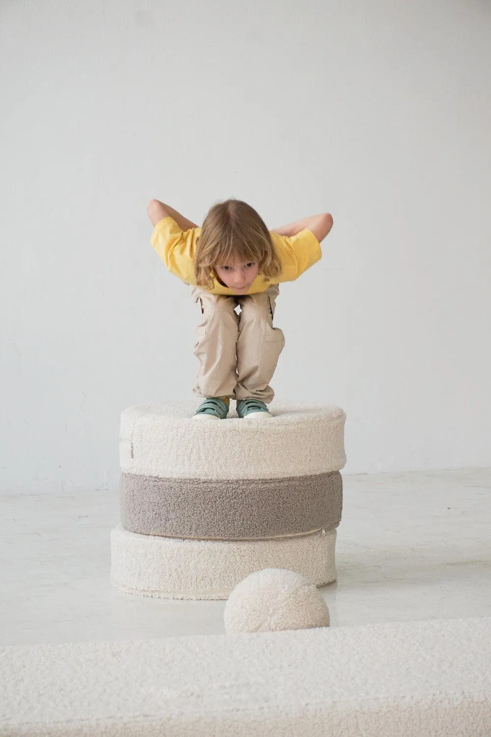 Large Boucle Pouf Mocha | Teddy Floor Pouf Mocha