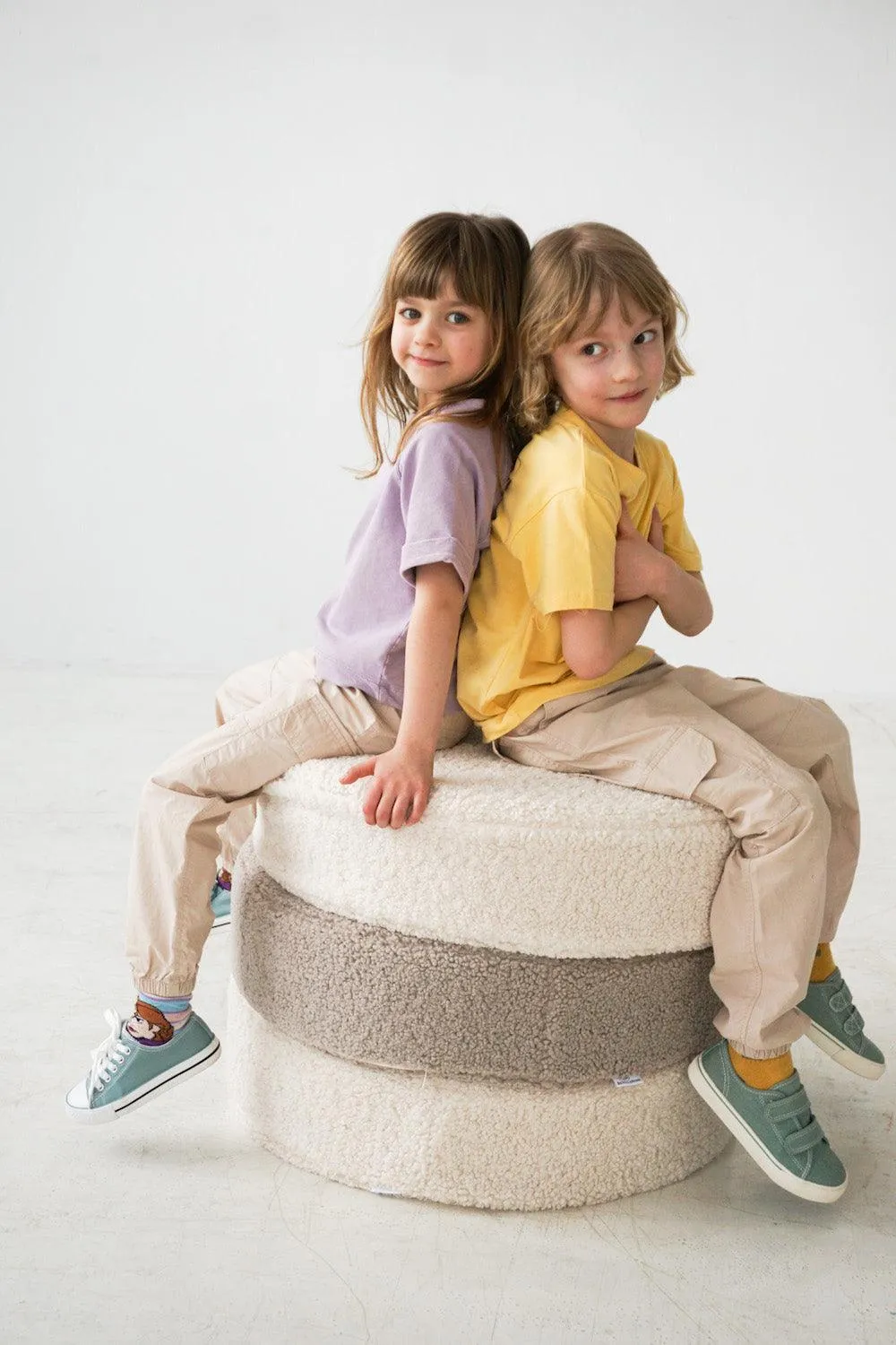 Large Boucle Pouf Mocha | Teddy Floor Pouf Mocha