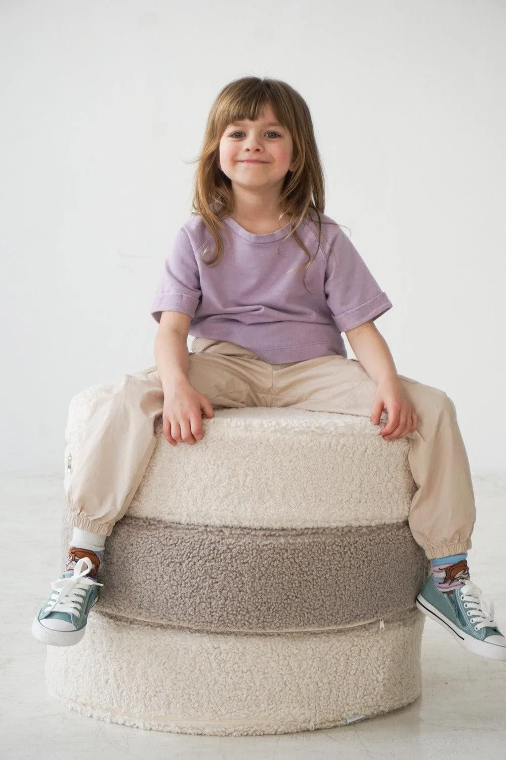 Large Boucle Pouf Mocha | Teddy Floor Pouf Mocha