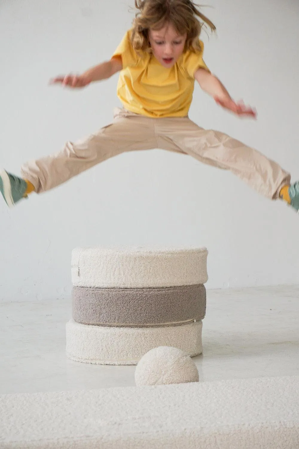 Large Boucle Pouf Mocha | Teddy Floor Pouf Mocha