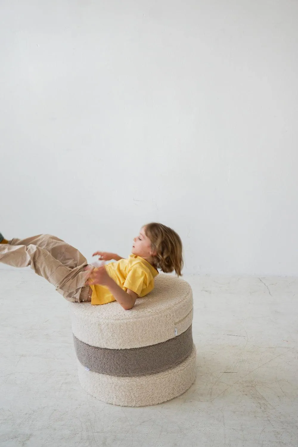 Large Boucle Pouf Mocha | Teddy Floor Pouf Mocha