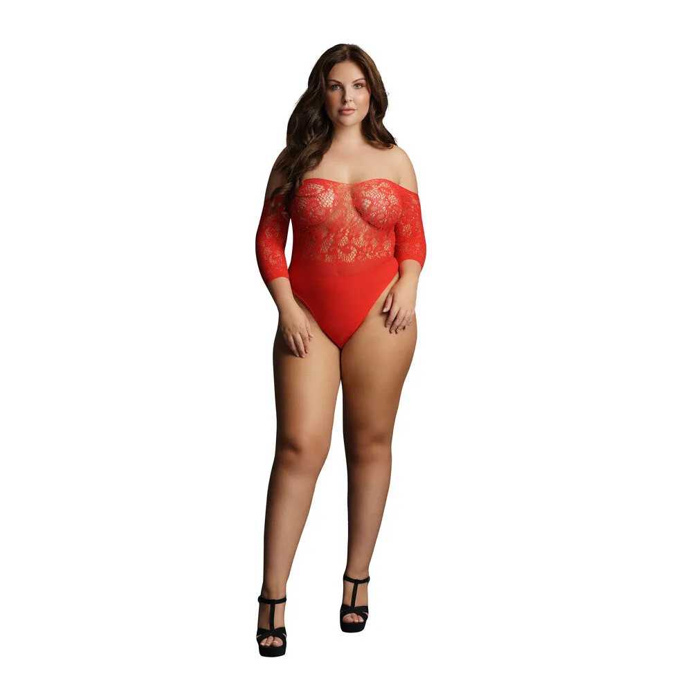 Le Desir Crotchless Rhinestone Teddy Red Size 14 To 20