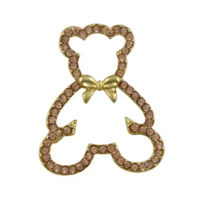 Light Brown Crystal Teddy Bear Brooch Pin - PRF413