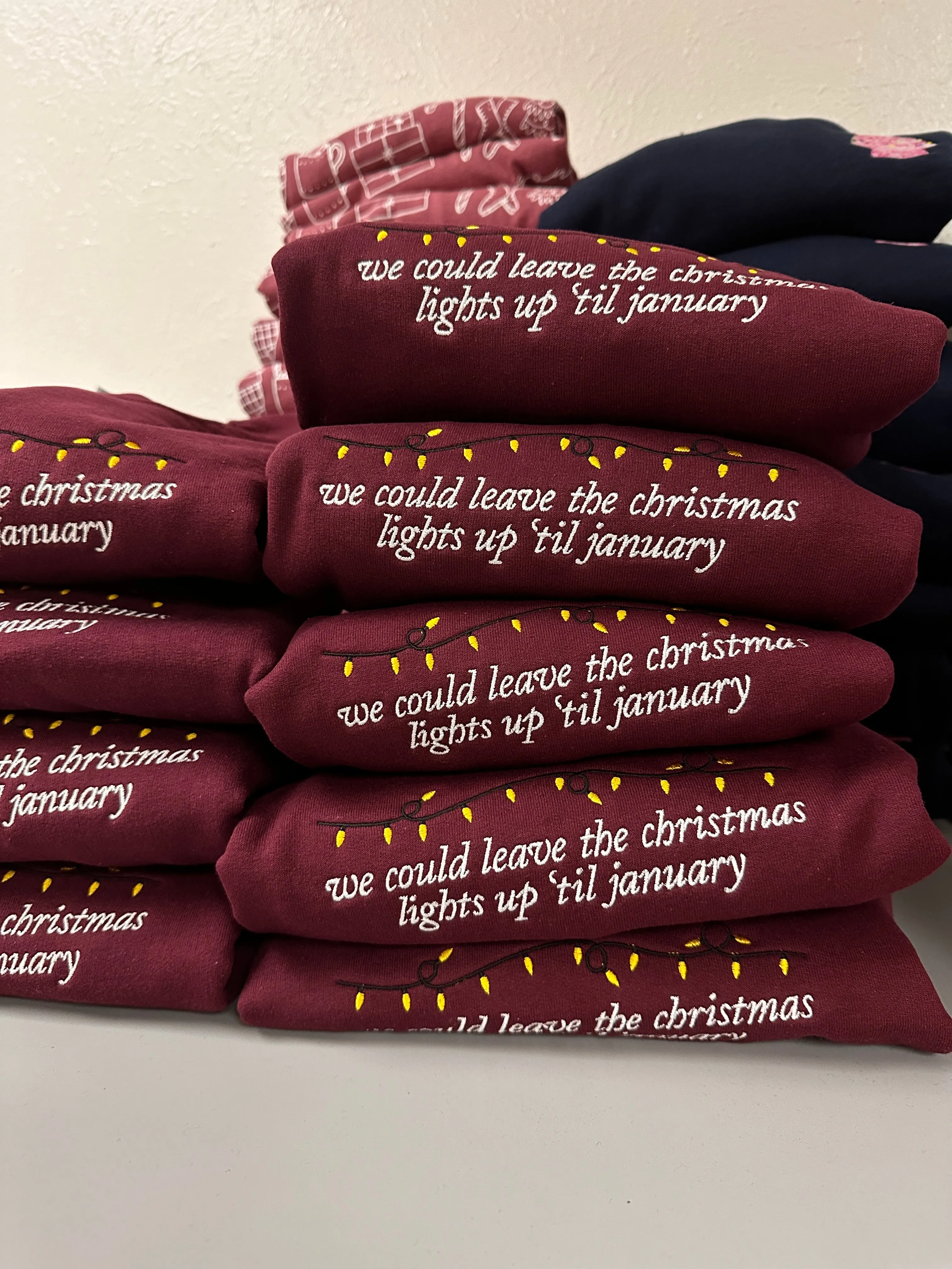 Lights Up 'Til January on Maroon Gildan Heavy Blend Sweatshirt