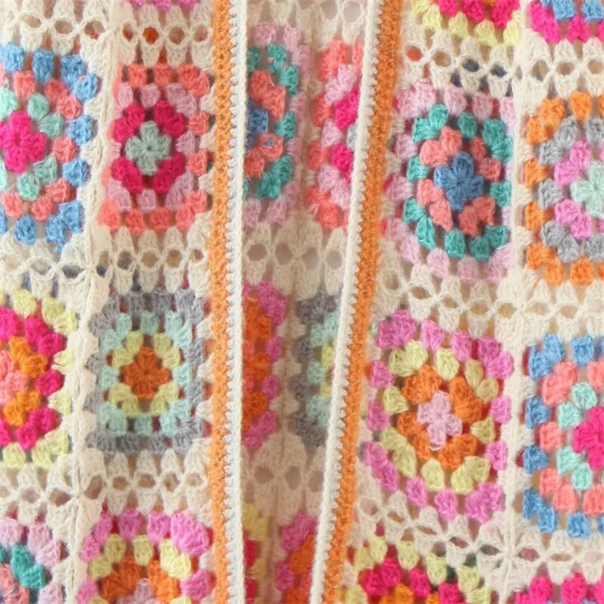 Long Rainbow Crochet Cardigan