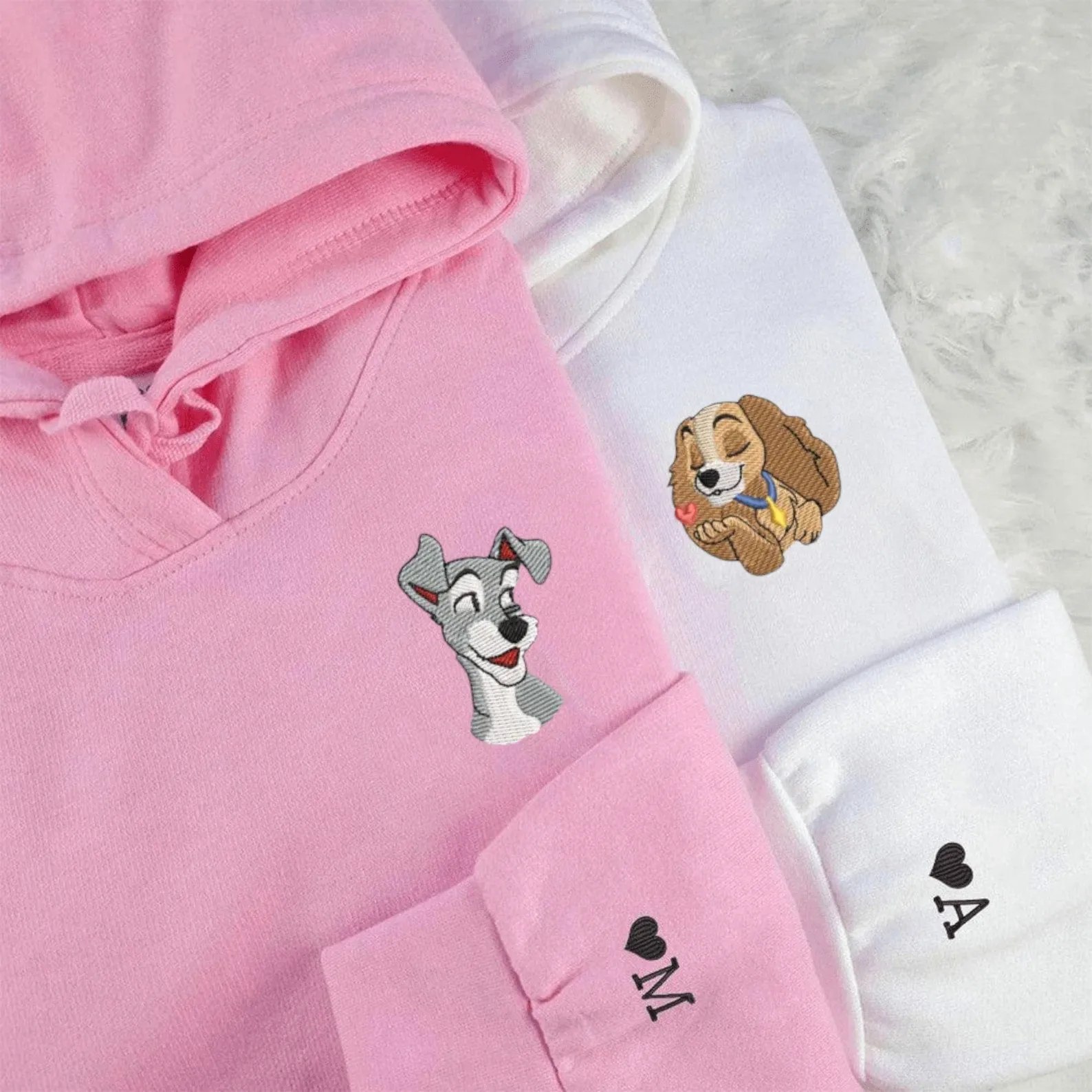 Matching Couple Hoodies - Lady x Tramp Couple Custom Embroidered Sweatshirts For Couples