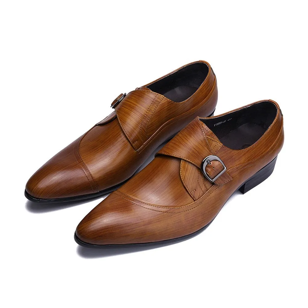 Men Pointed Monk Strap Formal Shoes