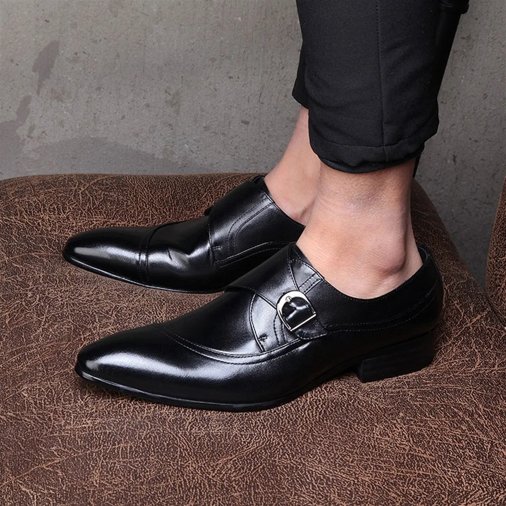 Men Pointed Monk Strap Formal Shoes