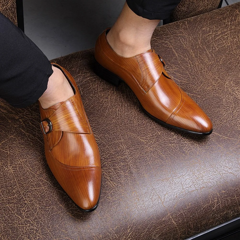 Men Pointed Monk Strap Formal Shoes