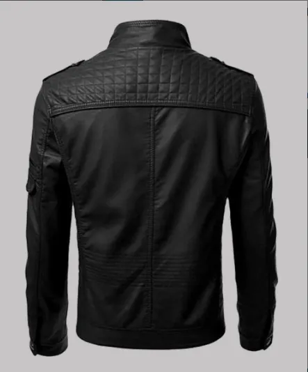 Men’s Black Biker Slim Fit Leather Jacket