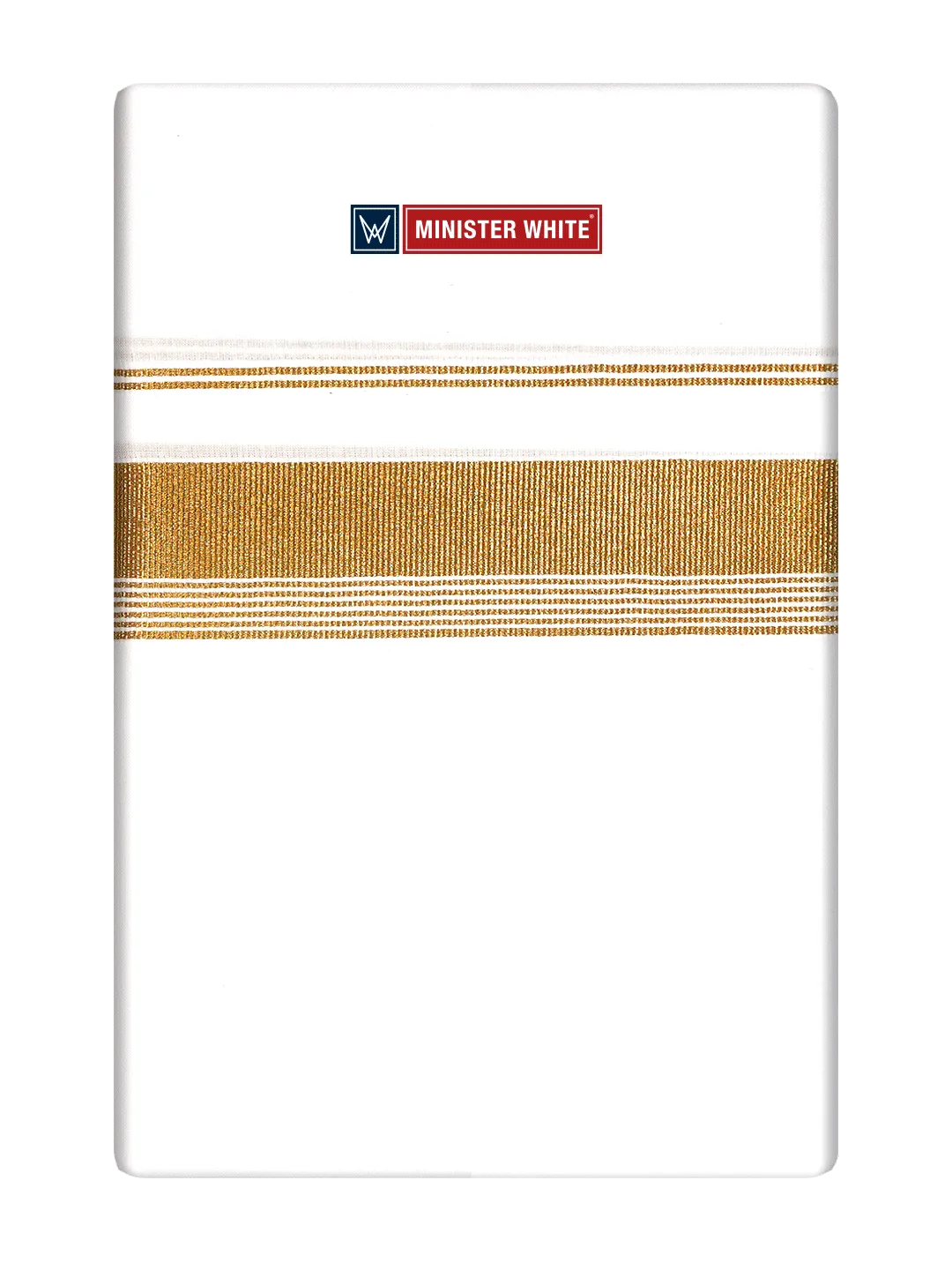 Mens Cotton White Single Layered Dhoti with Gold Fancy Border - Crown