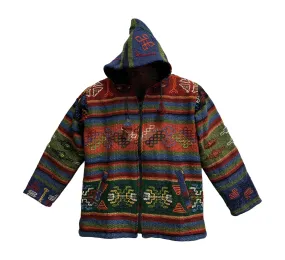 Men's Ethnic Tribal Hand Woven Embroidered Pure Wool Bhutan winter coat Jacket Western Vintage Aztec Print Winter Cardigan