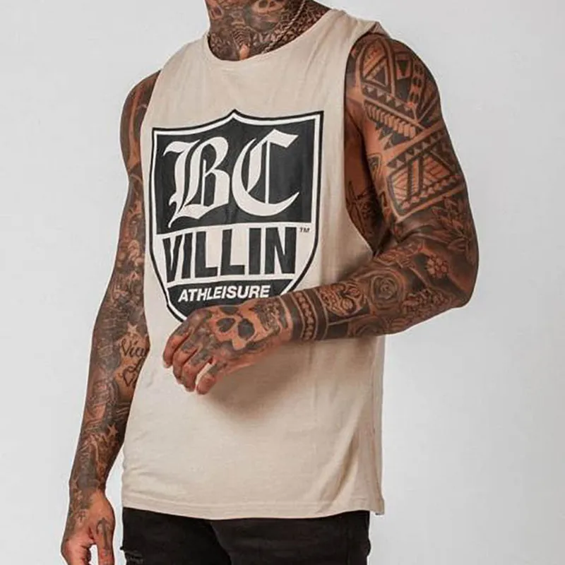 Men's Fashion Letter Printed Cotton Fitness Vest