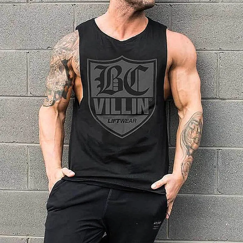 Men's Fashion Letter Printed Cotton Fitness Vest