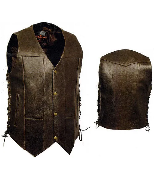 Mens Retro Brown Leather vest 1391RT