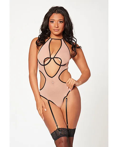 Mesh Cut Out Halter Teddy