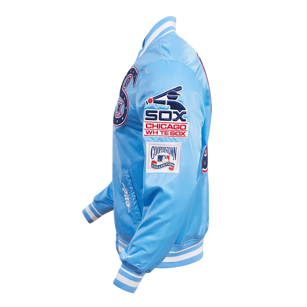 MLB CHICAGO WHITE SOX RETRO CLASSIC MEN'S RIB SATIN JACKET (UNIVERSITY BLUE)