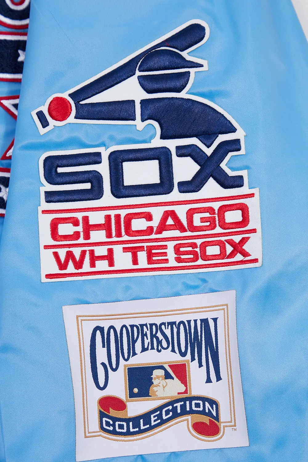 MLB CHICAGO WHITE SOX RETRO CLASSIC MEN'S RIB SATIN JACKET (UNIVERSITY BLUE)