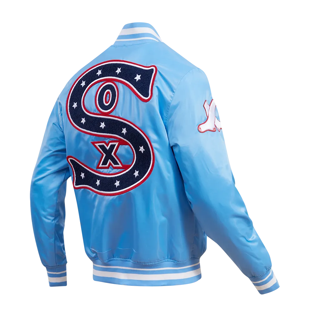 MLB CHICAGO WHITE SOX RETRO CLASSIC MEN'S RIB SATIN JACKET (UNIVERSITY BLUE)