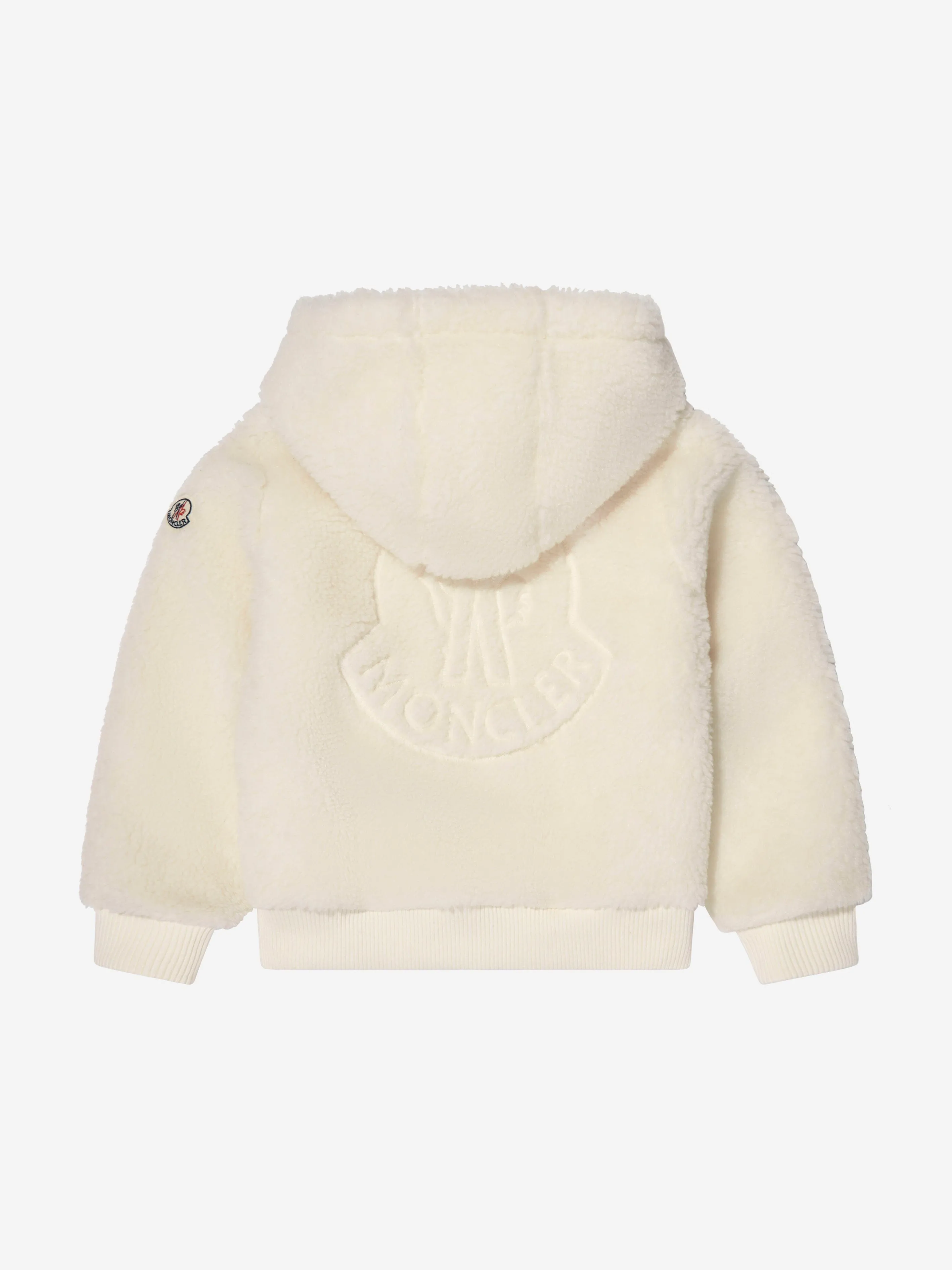 Moncler Enfant Boys Shearling Zip Up Top in Cream