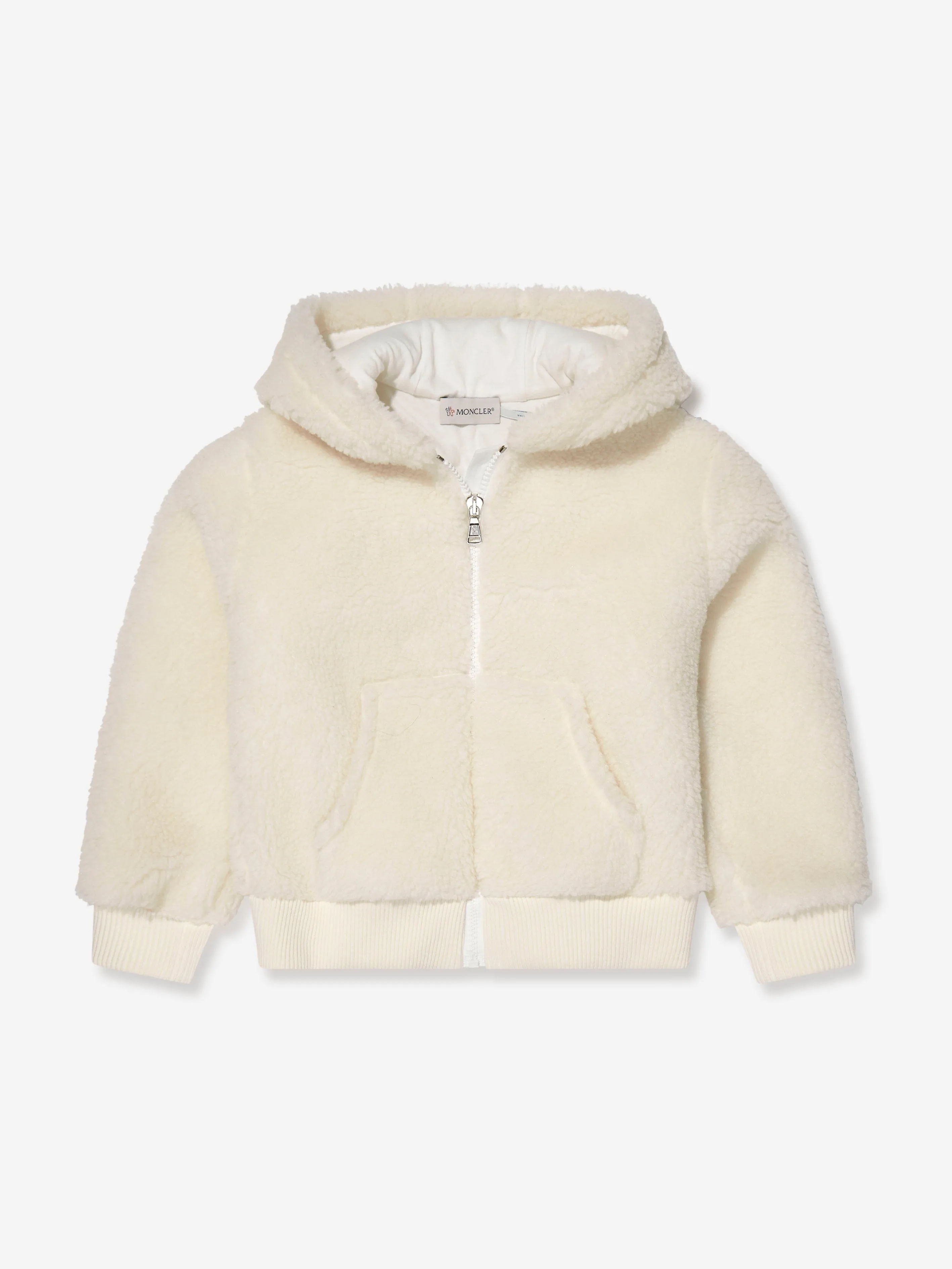 Moncler Enfant Boys Shearling Zip Up Top in Cream