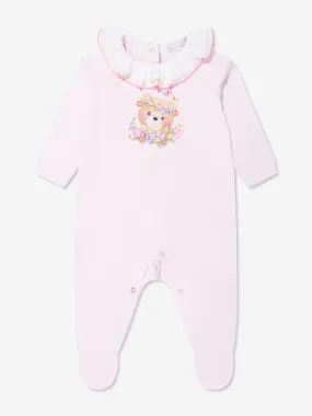 Monnalisa Baby Girls Teddy Bear Babygrow In Pink