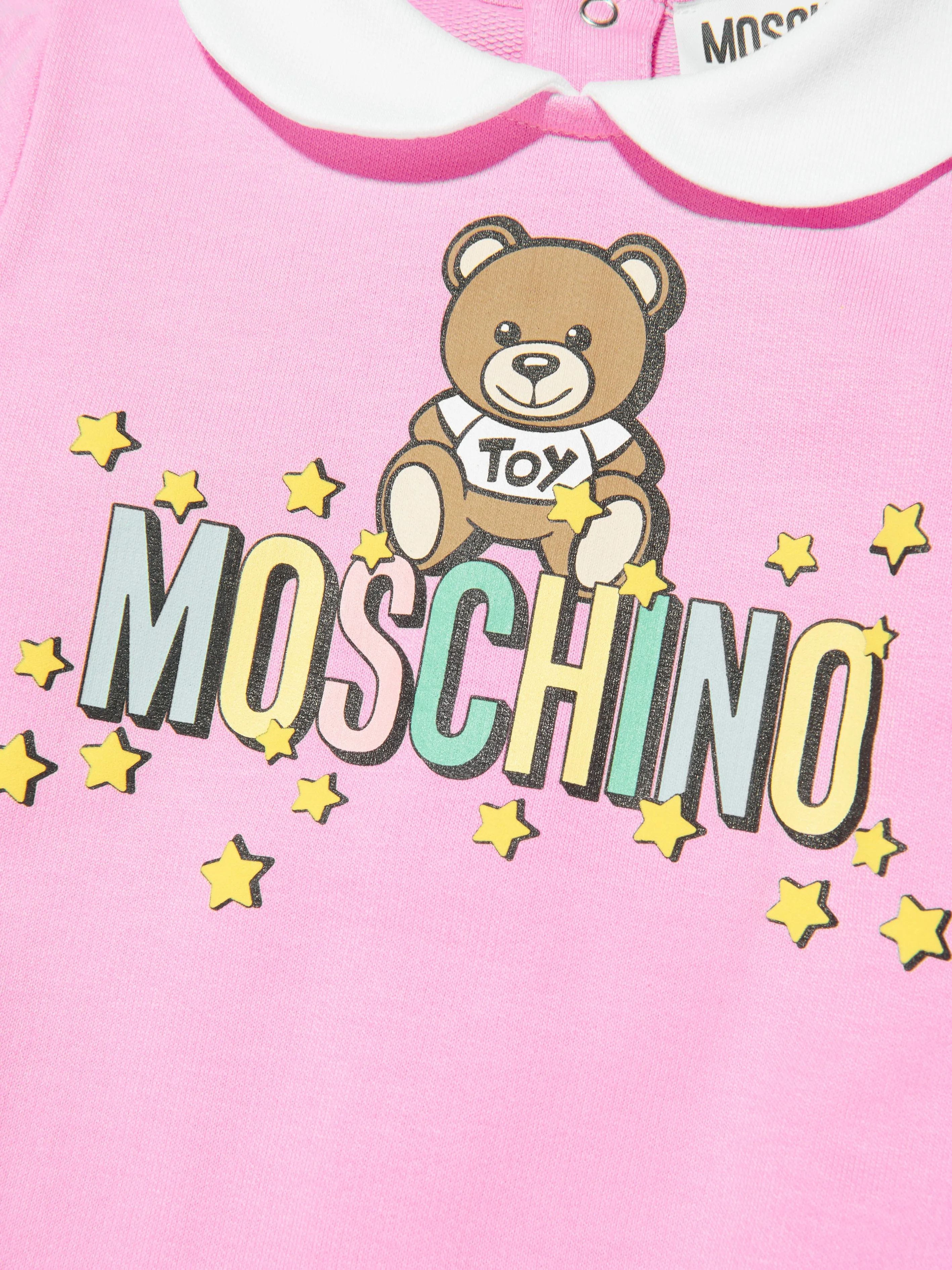 Moschino Baby Girls Teddy Logo Babygrow in Pink