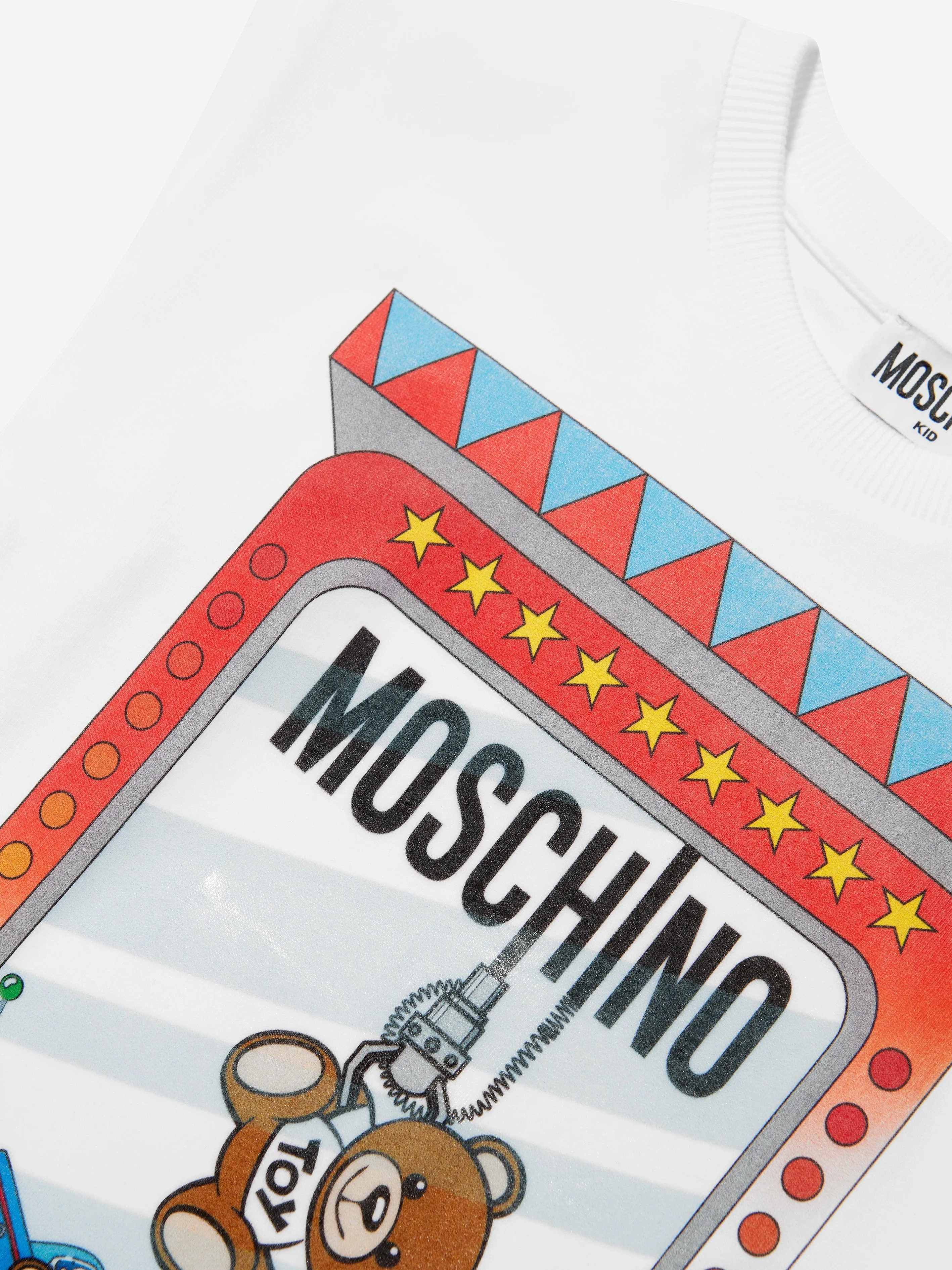 Moschino Boys Teddy Crane Machine Maxi T-Shirt in White