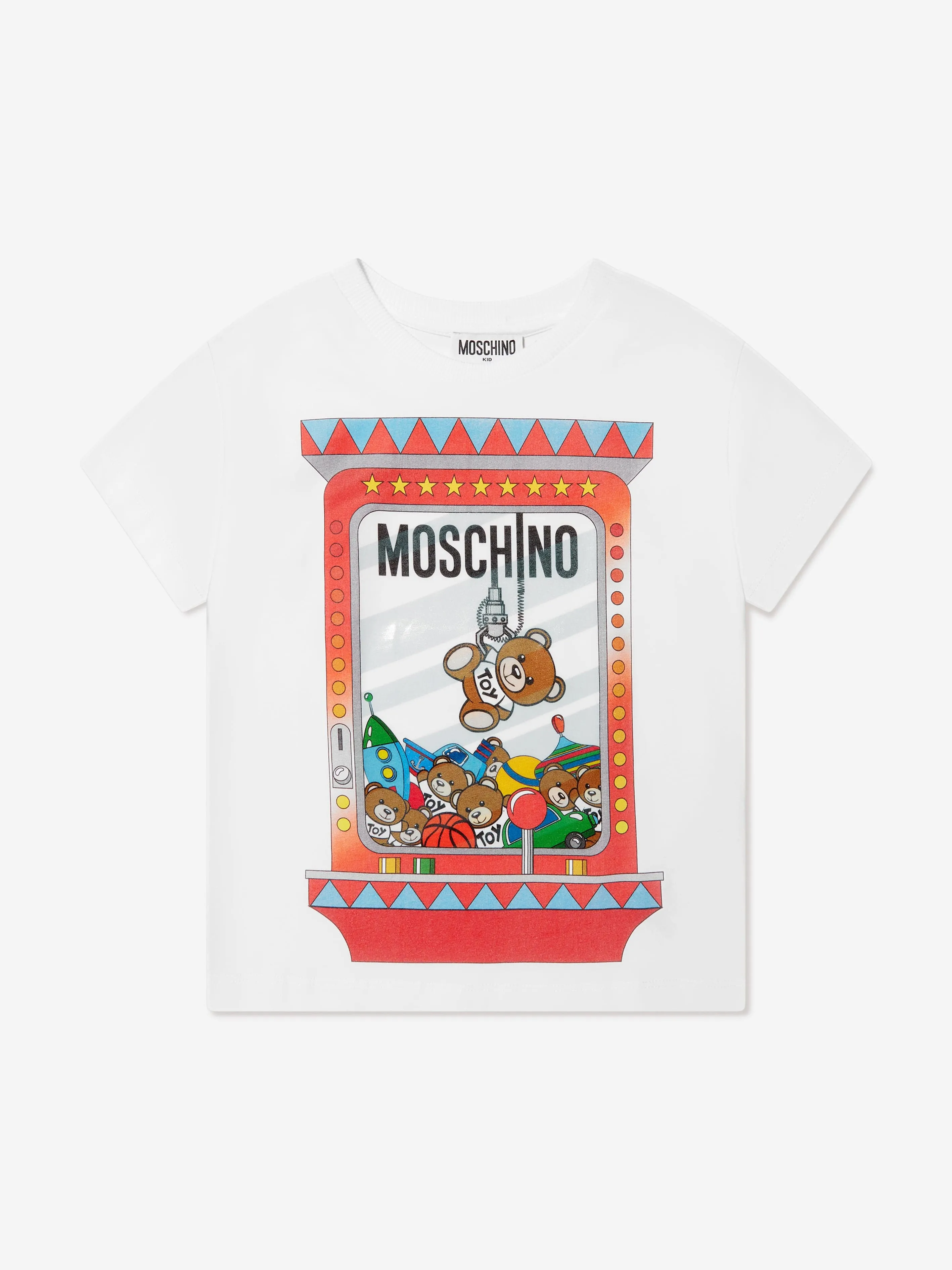 Moschino Boys Teddy Crane Machine Maxi T-Shirt in White