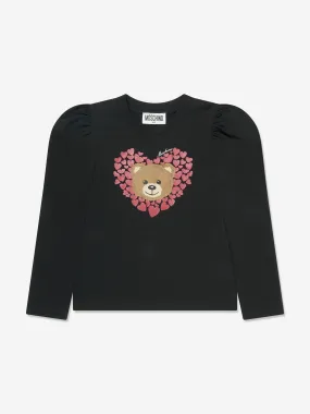 Moschino Girls Long Sleeve Teddy T-Shirt in Black