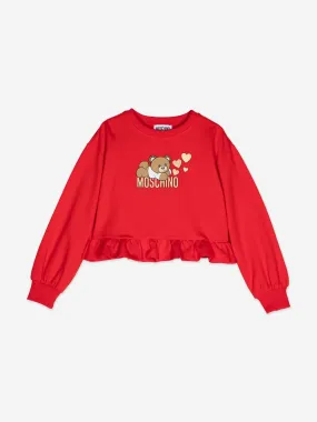 Moschino Girls Teddy Bear Logo Sweatshirt in Red