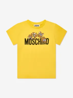 Moschino Kids Teddy Logo T-Shirt in Yellow