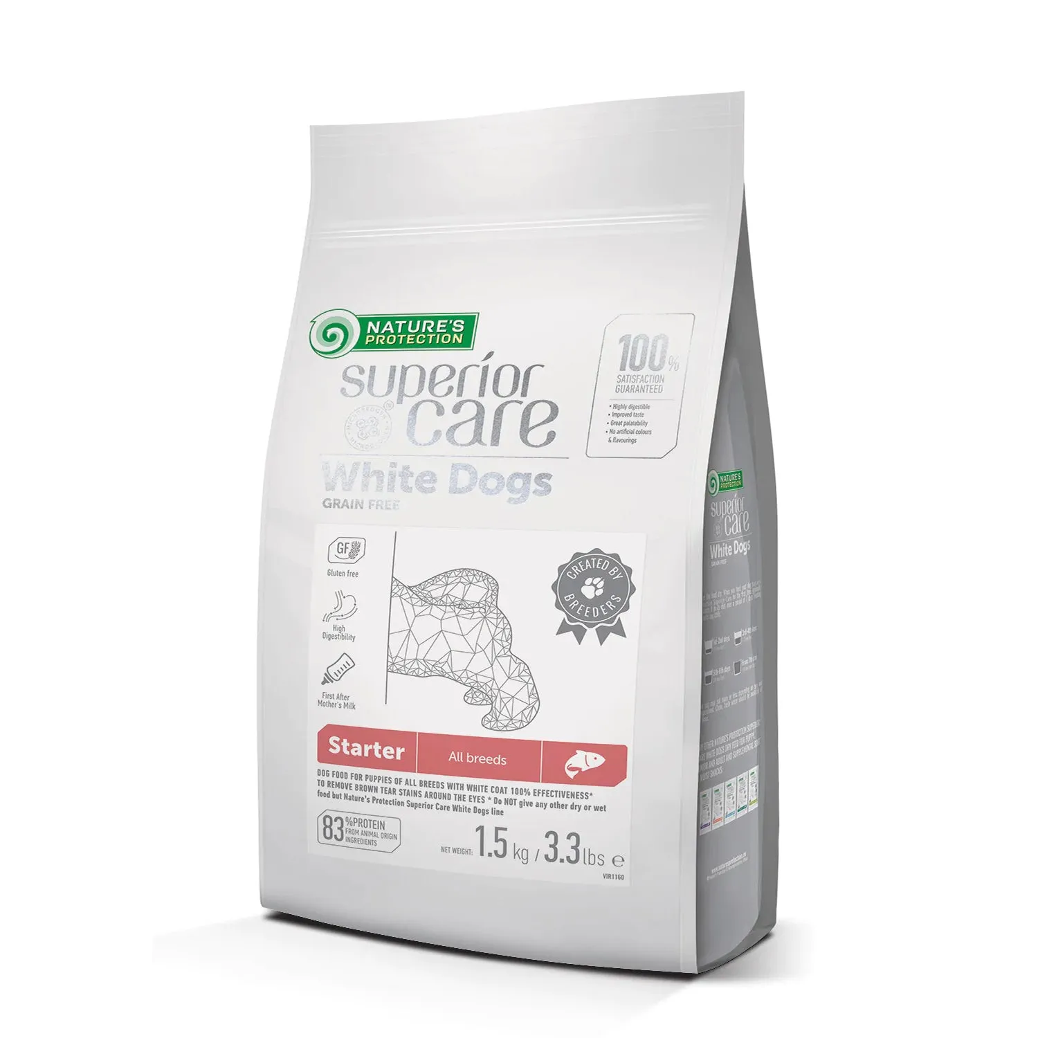 Nature's Protection Superior Care White Dogs Grain-Free Dry Dog Food For All Breeds Puppy, Salmon, Starter (Up to 4 month)