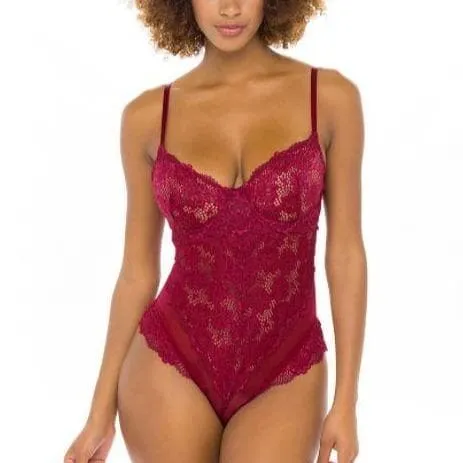 Oh La La Cheri Page Unlined Lace Teddy 51-11053 in Rhubarb