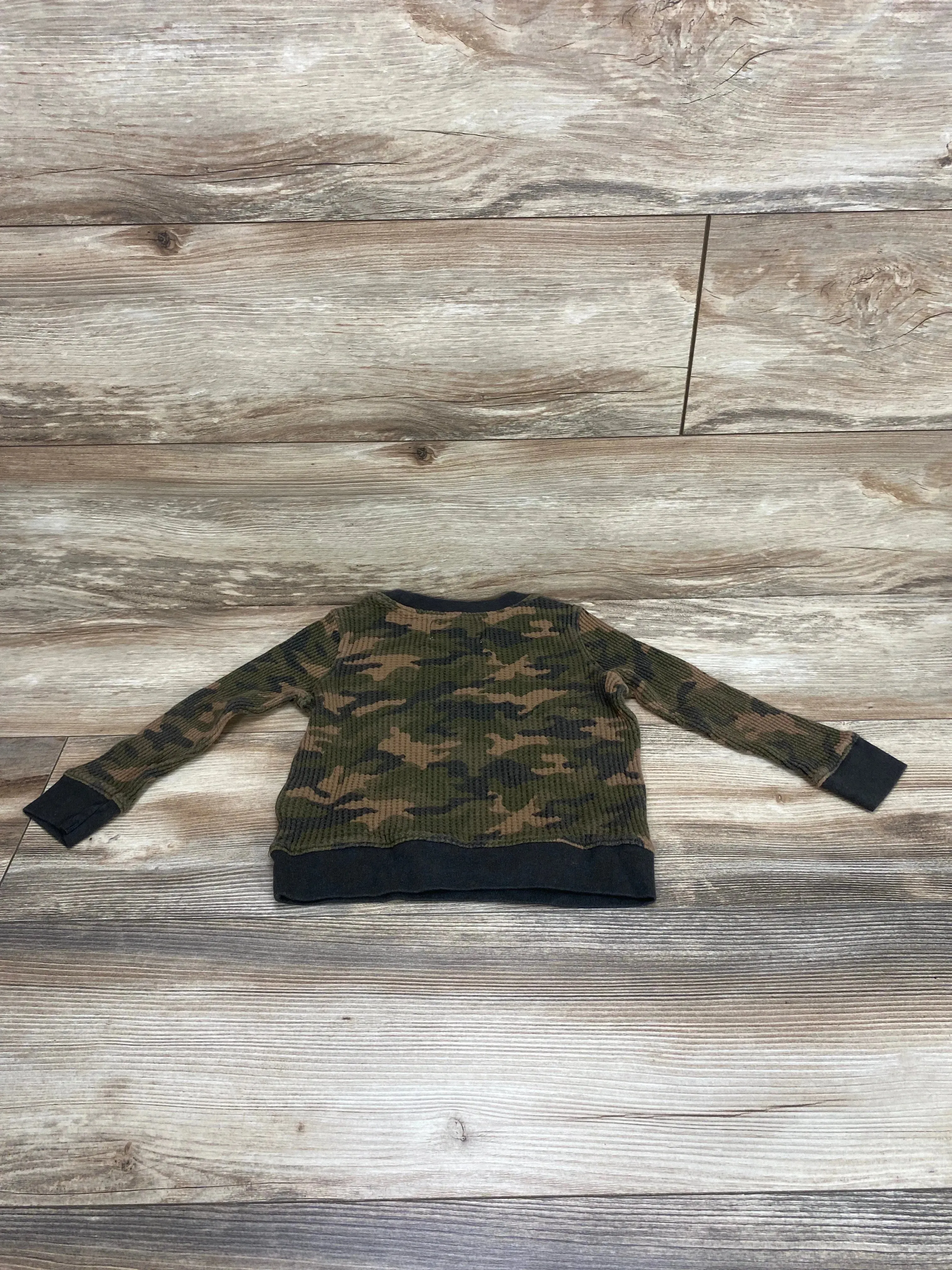 Old Navy Thermal Knit Utility Pocket Camo Shirt Green sz 4T