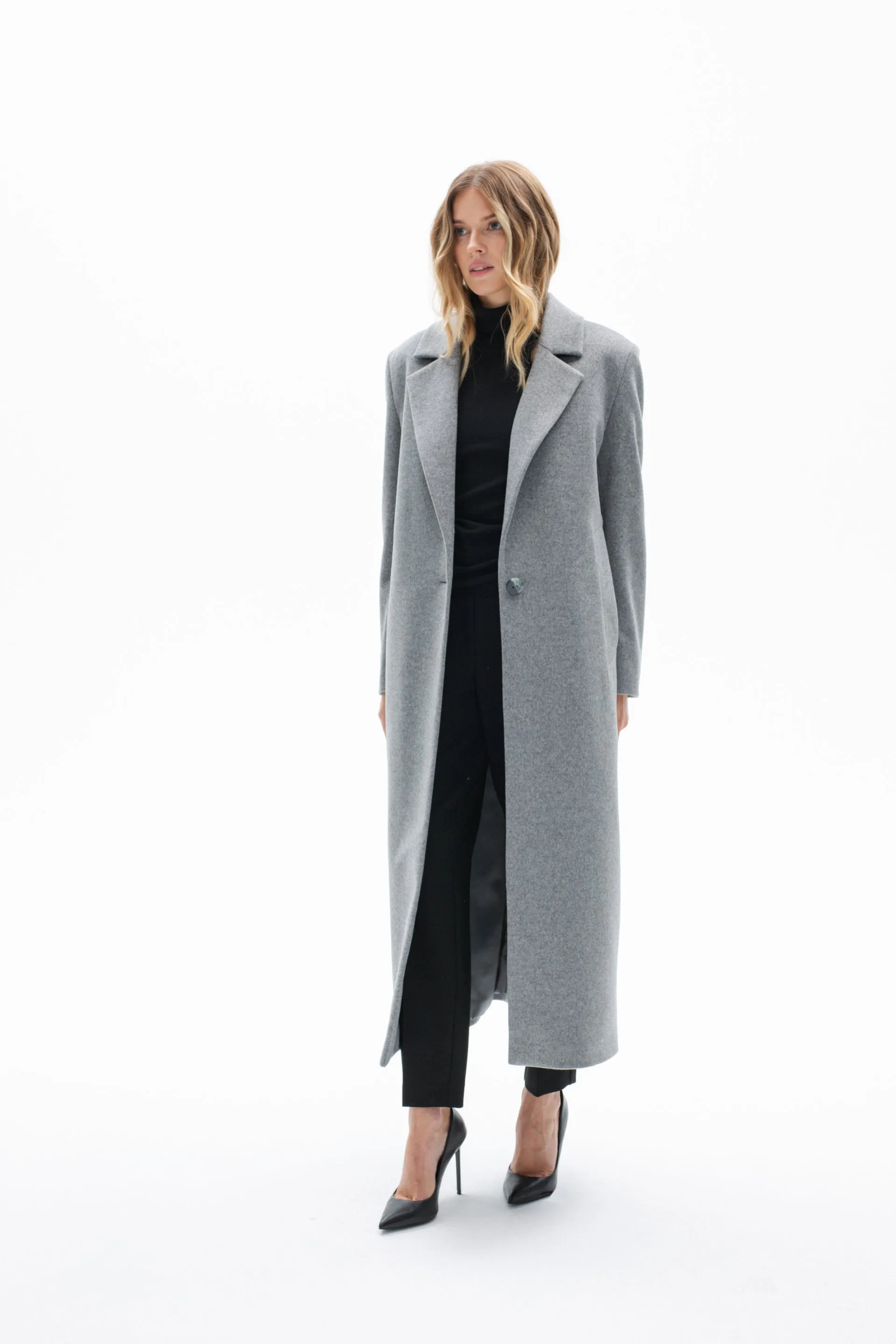 ONE BUTTON CLASSIC GREY COAT